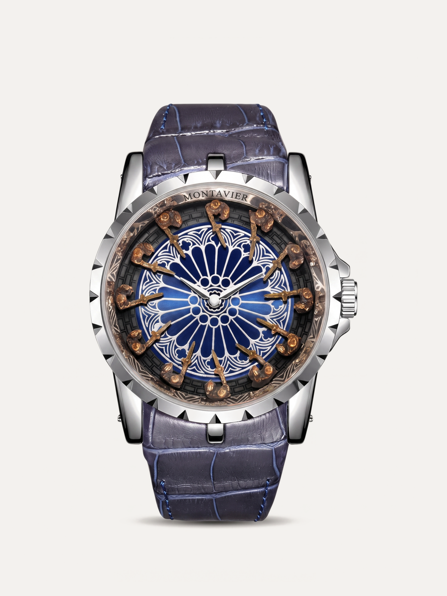 Montavier Knights silver rose blue